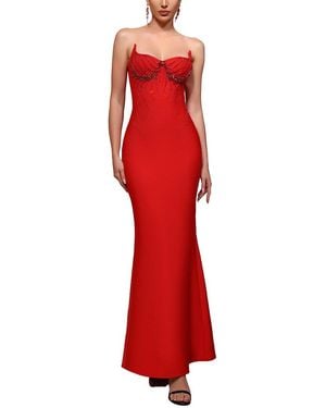 Dilireba Sleeveless Solid Maxi Dress - Red