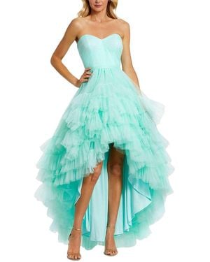 Mac Duggal Ruched Sweetheart Ruffle Ball Gown - Blue