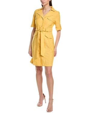 Sharagano Short Sleeve Shirtdress - Yellow