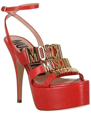 Moschino Logo-plaque Leather Sandal - Red