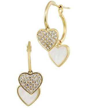 Savvy Cie 18K Plated Pearl Cz Hoops Earrings - Metallic