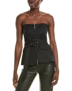 Jonathan Simkhai Belted Cotton Bustier Top - Black