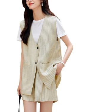 OUNIXUE 2Pc Vest & Short Set - Natural