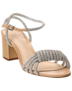 SCHUTZ SHOES Jewell Mid Block Leather Sandal - Metallic