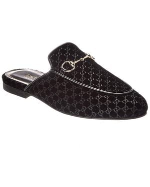 Gucci Princetown Gg Velvet Mule - Black
