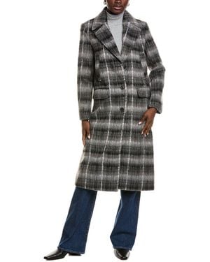 NVLT Brushed Wool-Blend Boyfriend Coat - Black