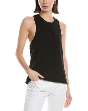 Hudson Jeans High Neck Twist Back Woven Tank - Black