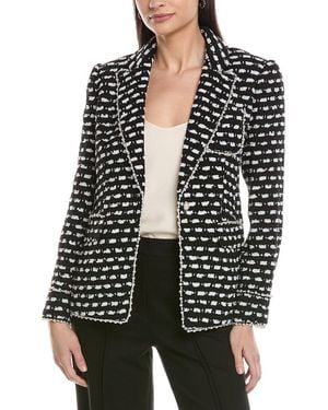 Tahari Pearl Trim Wool-Blend Blazer - Black