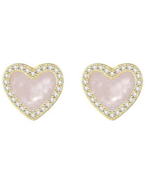 Liv Oliver 18K Pearl Cz Love Earrings - White
