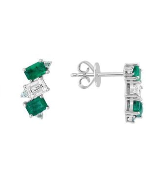 Effy Fine Jewelry 14K 2.65 Ct. Tw. Diamond & Emerald, Sapphire Earrings - Green