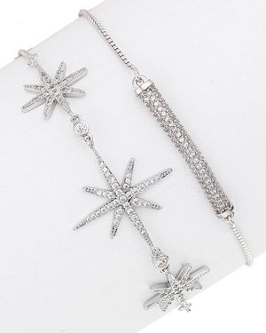 Eye Candy LA Luxe Collection Cz Set Of 2 Adjustable Bracelets - White