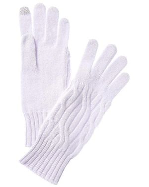 Hannah Rose Wide Cable Cashmere Gloves - White