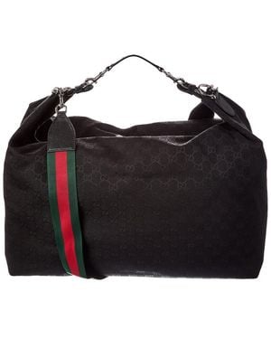 Gucci Berera Large GG Canvas & Leather Crossbody - Black