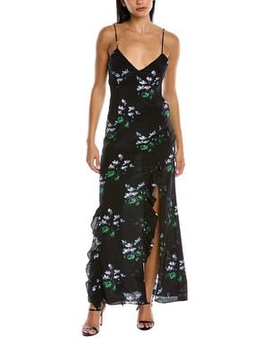 Les Rêveries Les Reveries Ruffle Cami Silk Maxi Dress - Black