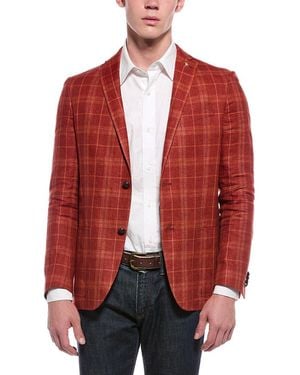 Corneliani Cc Collection Tartan Linen Jacket - Red