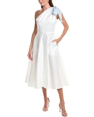Rene Ruiz Flare Hem Faille Midi Dress - White