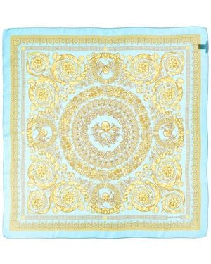 Versace Barocco Print Silk Scarf - Metallic