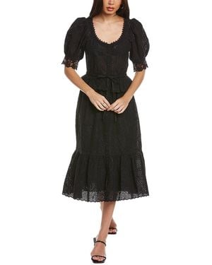Ulla Johnson Eyelet Midi Dress - Black
