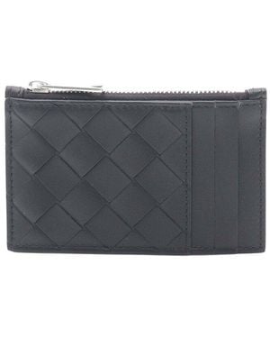 Bottega Veneta Intrecciato Coin Case (authentic Pre-loved) - Gray