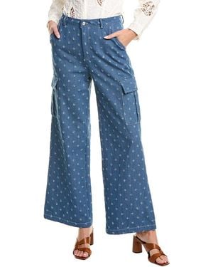 Gracia Flap Pockets Denim Cargo Pant - Blue