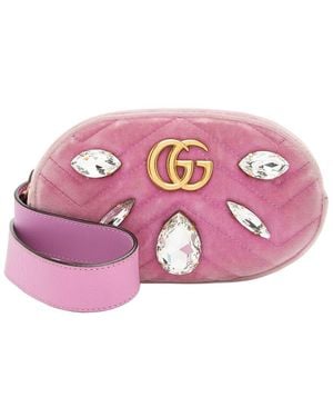 Gucci Pink Matelasse Velvet & Leather Belt Bag, Size 34 (authentic Pre-loved) - Purple