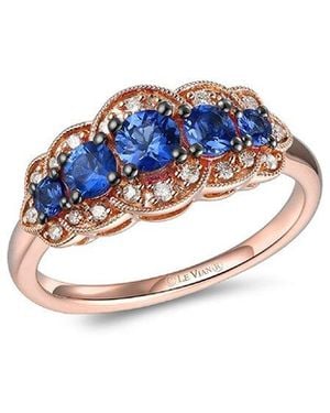 Le Vian 14K Rose 0.85 Ct. Tw. Diamond & Sapphire Half-Eternity Ring - Blue