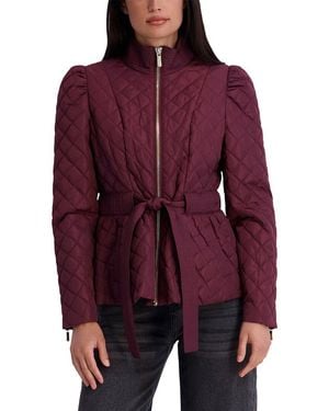 Kensie Quilted Peplum Jacket - Red