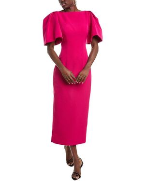 Rene Ruiz Puff Sleeve Crepe Midi Dress - Pink