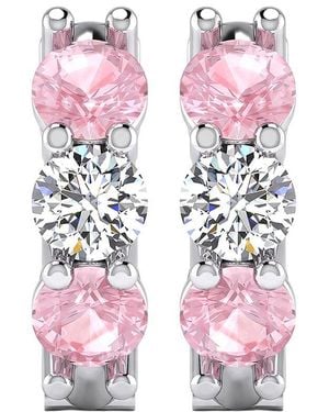 Elan Jewels 14K 1.13 Ct. Tw. Lab-Grown Diamond Huggies Earrings - Pink