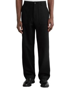 Reiss Chain Wool-Blend Wide Leg Trouser - Black