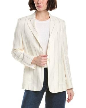 Eleventy One Button Destructured Wool & Linen-Blend Jacket - White