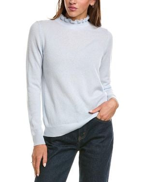 Sofiacashmere Ruffle Mock Neck 100% Cashmere Sweater - White