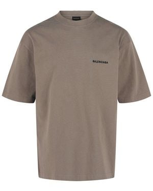 Balenciaga Embroidered Crewneck T-Shirt - Grey