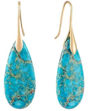 Liv Oliver 18k 18.75 Ct. Tw. Turquoise Drop Earrings - Blue
