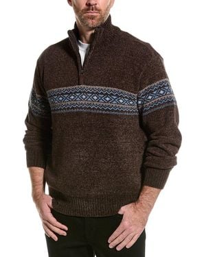 Point Zero Chenille 1/4-Zip Mock Neck Sweater - Black