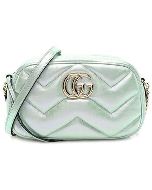 Gucci Green Nappa Leather Small GG Marmont Chain Shoulder Bag (authentic Pre- Loved)