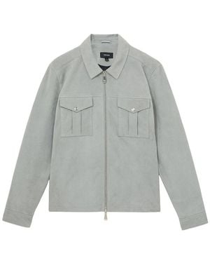 Reiss Belle Suede Leather Zippered Jacket - Grey