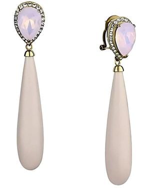 Alamode Jewelry Plated Stainless Steel Earring - White