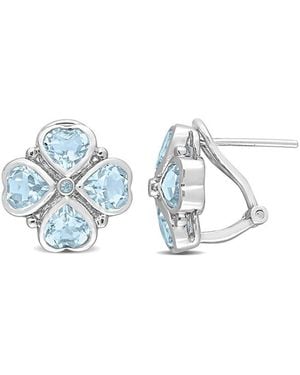 Rina Limor Silver 4.43 Ct. Tw. Topaz Floral Earrings - Blue