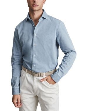 Reiss Draper Washed Chambray Casual Shirt - Blue