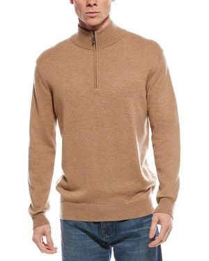 Forte Cashmere Mock Neck Cashmere 1/4-Zip Jumper - Blue