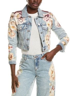Alice + Olivia Chloe Boxy Cropped Jacket - Blue