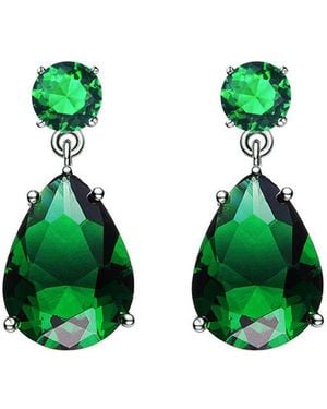 Genevive Jewelry Silver Earrings - Green