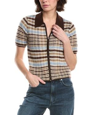 Rag & Bone Leva Zip Wool & Mohair-Blend Polo Jumper - Grey