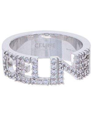 Celine Monochroms Strass Ring - White
