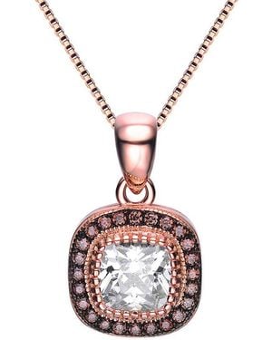 Genevive Jewelry 18k Rose Gold Plated Cz Pendant - White
