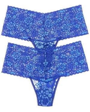 Hanky Panky 2Pk Daily Crossdye Retro Thong - Blue