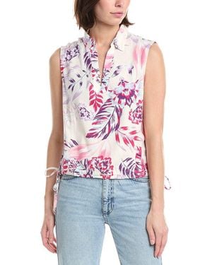 NVLT Bottom Tie Linen-Blend Top - White