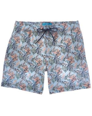 Beach Bros Floral Sea Turtle Swim Trunk - Blue
