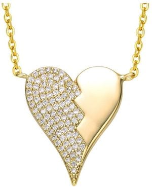 Genevive Jewelry 14k Plated Cz Heart Necklace - Metallic